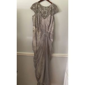 Tadashi Shoji Women's Gray Lace Illusion Gown